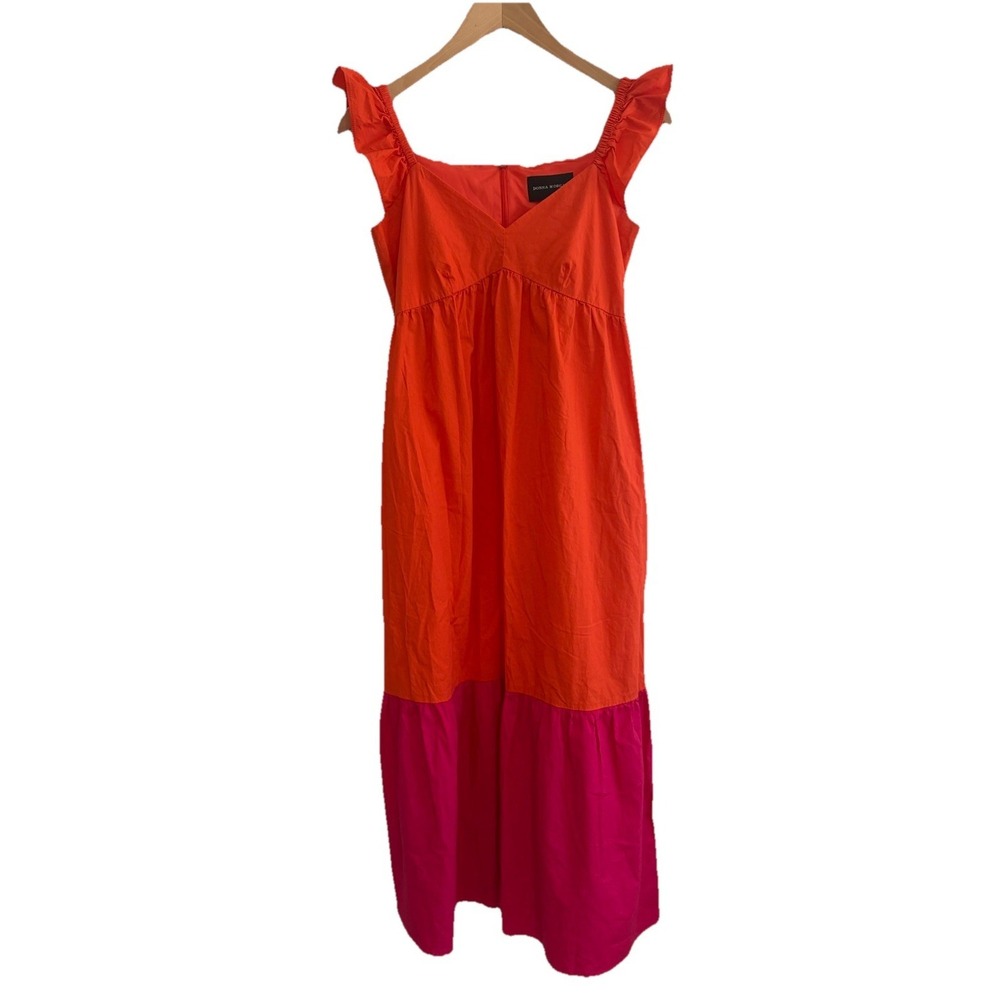 Donna Morgan Sunset Colorblock Maxi Dress SZ 0 Wedding  Beach Resort Pockets EUC
